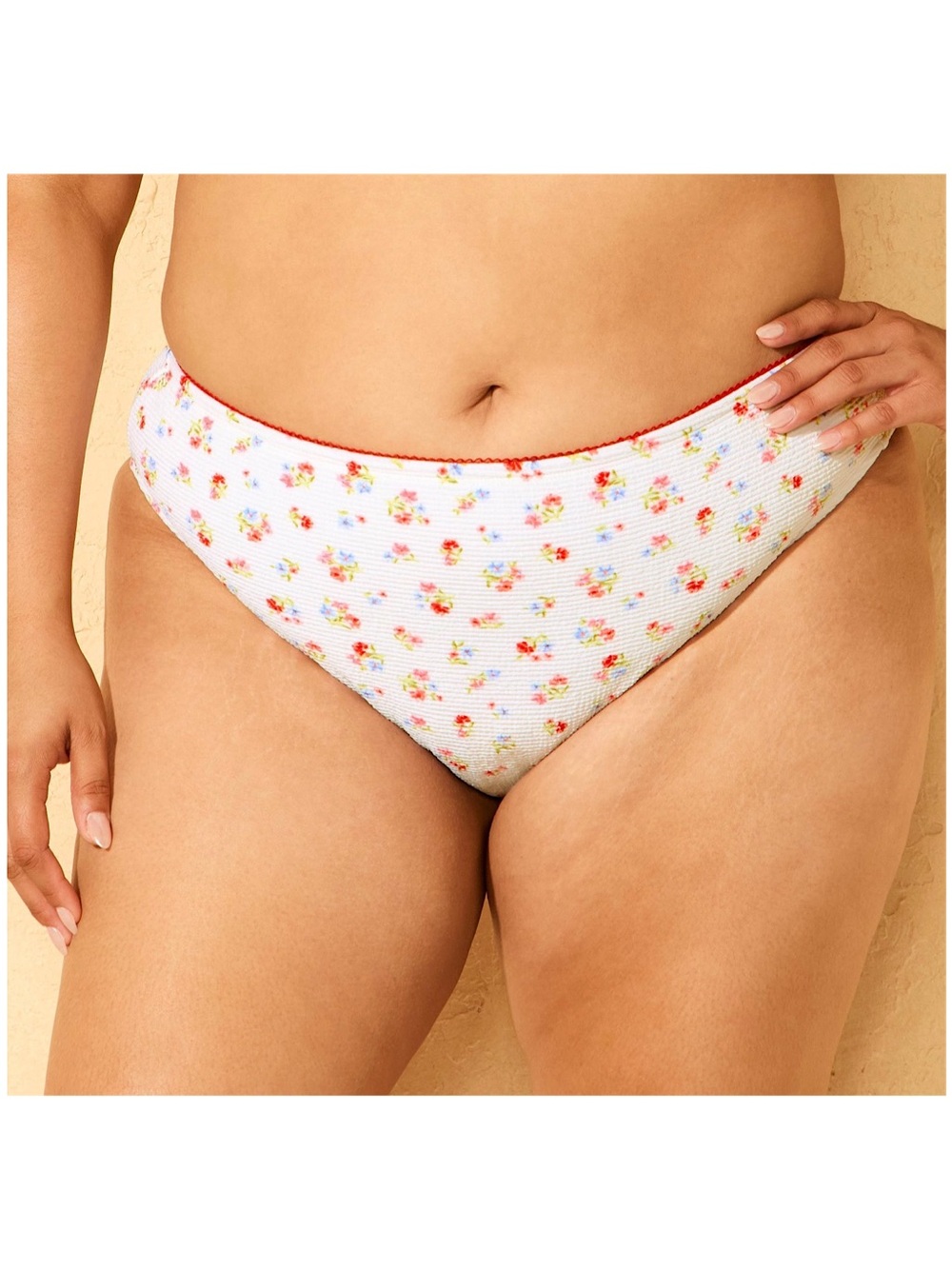 Wild Fable Textured Floral Print Mid-Rise High Leg Cheeky Bikini Bottom (1X)